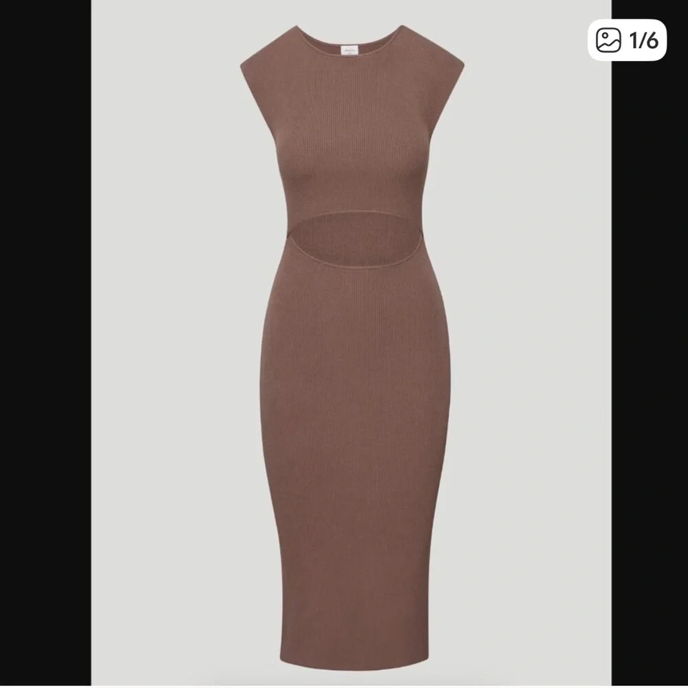 Aritzia Wilfred Free Cut-Out Knit Midi Dress - Picture 1 of 5